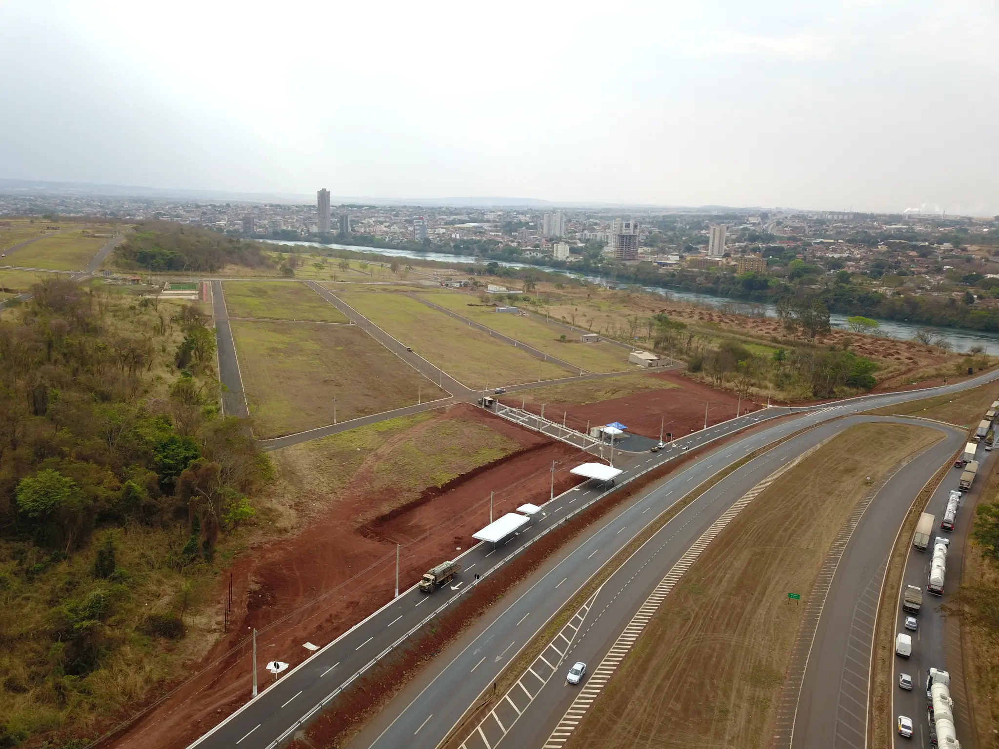 Projeto de acesso rodoviário - Vista aérea